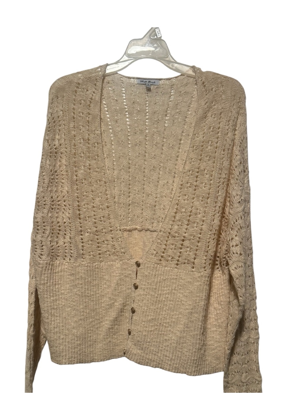 White Birch Open-Knit Cream Button Cardigan NWOT size Small